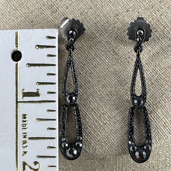 Lia Sophia Estate Necklace Black Tone Stones & Matching Post Earrings - Picture 7 of 16